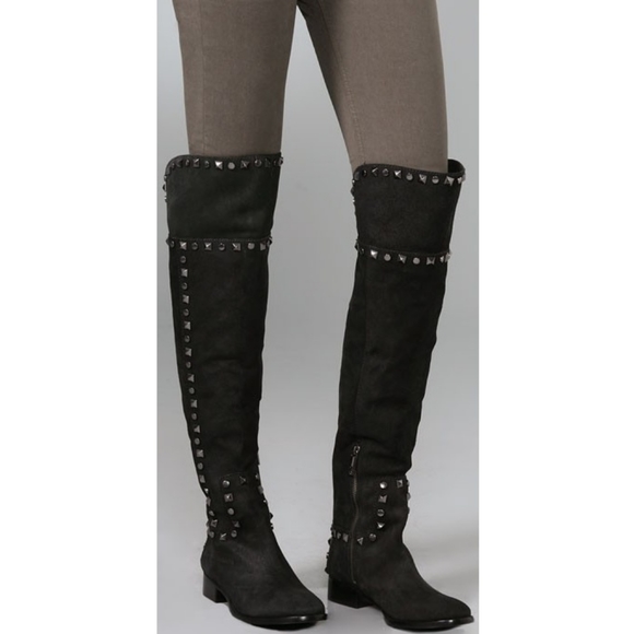 Tory Burch Rhett Over the Knee suede studded boots - Picture 5 of 8